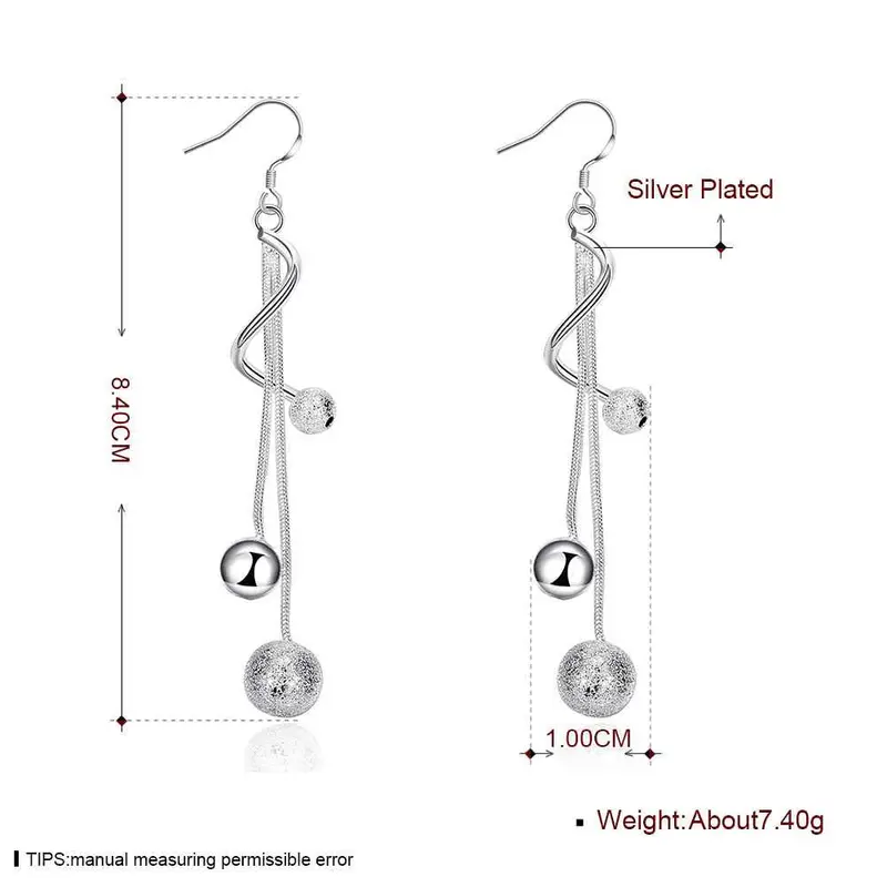 Lovely Silver Earings Jewelry Twisted Beads Drop Brincos De Festa Bijoux 276 2