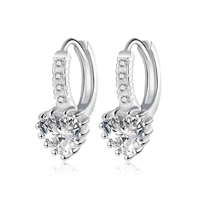 Lovely Silver Earrings Heart-Shaped Clip Pendientes Bear Wedding Jewelry 734 1