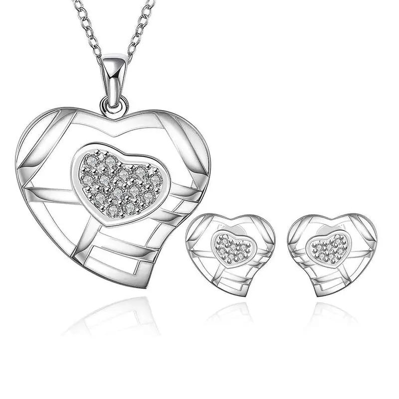 Lovely Silver Jewelry Sets Heart Hollow Heart R+E+N Sets Margarida 3 3