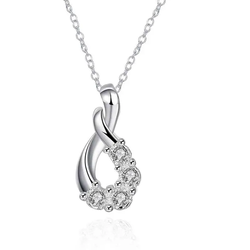 Lovely Silver Necklace Twisted Crystal Perfume Women Love 83 1