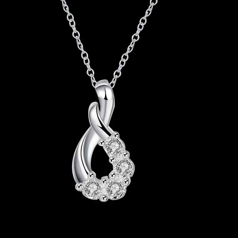 Lovely Silver Necklace Twisted Crystal Perfume Women Love 83 2