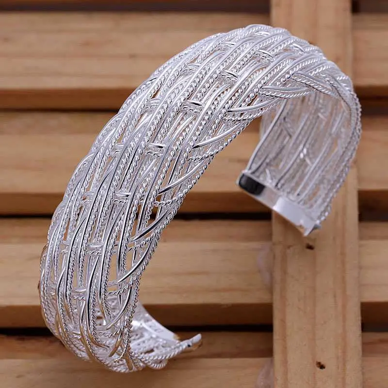Lovely Silver Plated Bangles Big Web Women Bracelet S In Euros Smtb139 1