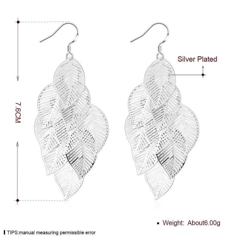 Lovely Silver Plated Earings Gloss Leaves Drop Pendientes Bear Jewerly Accessories 214 2
