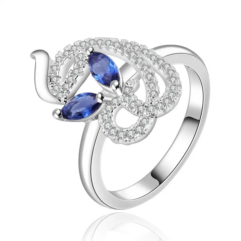 Lovely Silver Plated Engagement Ring Insets Phoenix S In Euros Wedding Decoration344 3