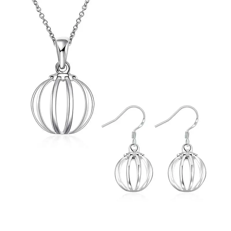 Lovely Silver Plated Jewelry Sets Straight Lantern Necklace + Earrings Sets Men Jewelry 71 1