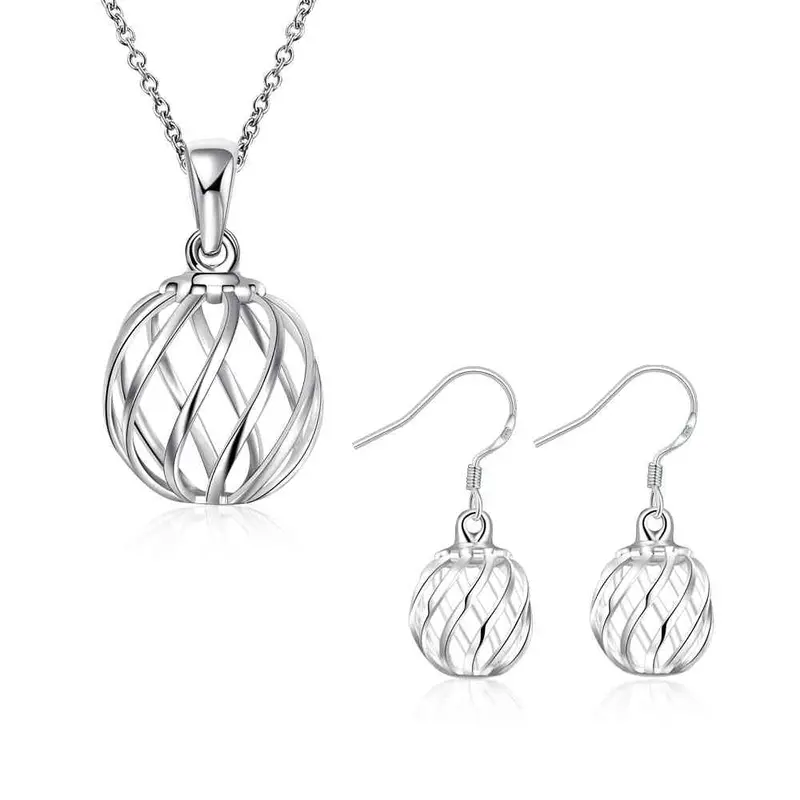 Lovely Silver Plated Jewelry Sets Straight Lantern Necklace + Earrings Sets Men Jewelry 71 2