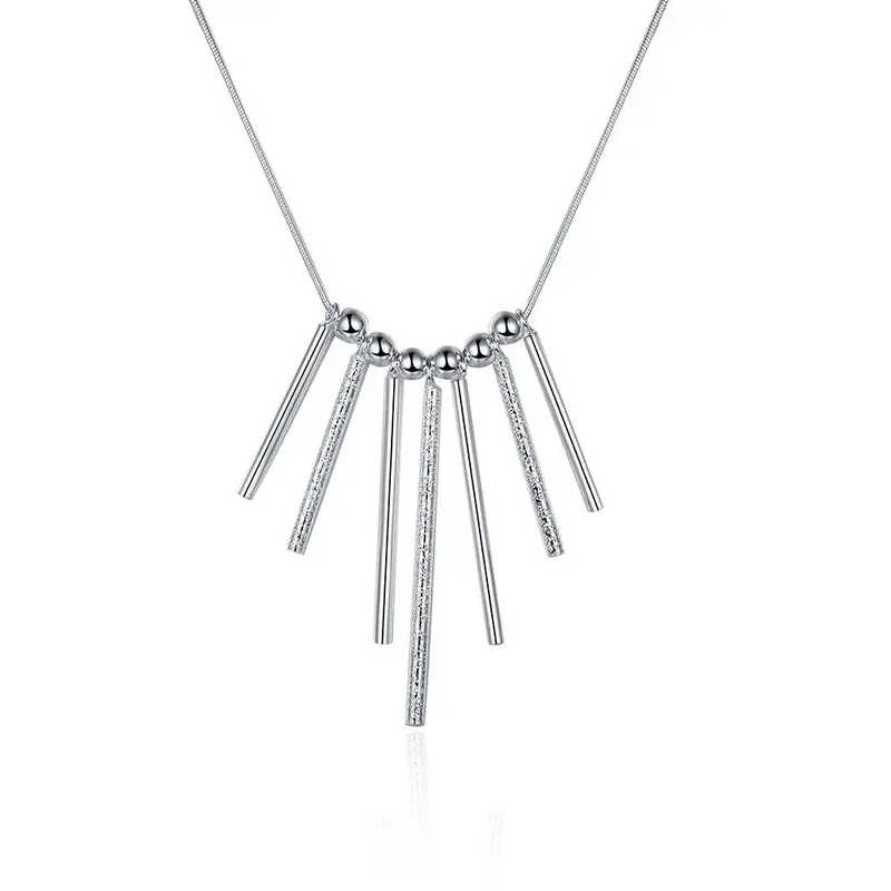 Lovely Silver Plated Necklace Men Sever Column Choker Bone 1