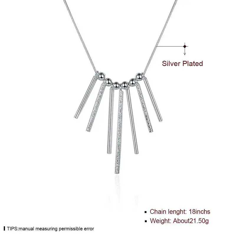 Lovely Silver Plated Necklace Men Sever Column Choker Bone 2