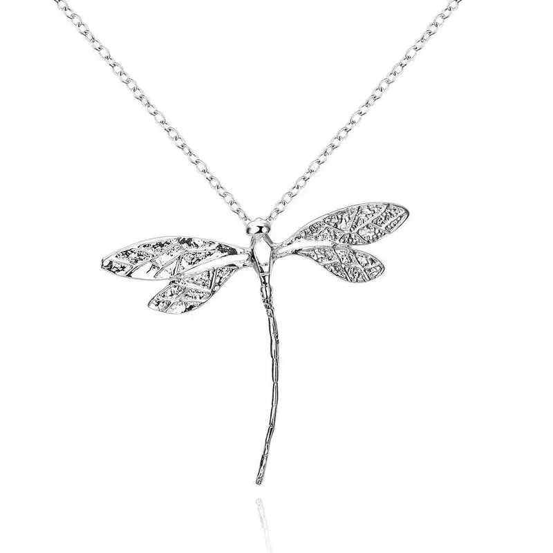 Lovely Silver Plated Pendants Long Dragonfly Maxi Colar Diy 1