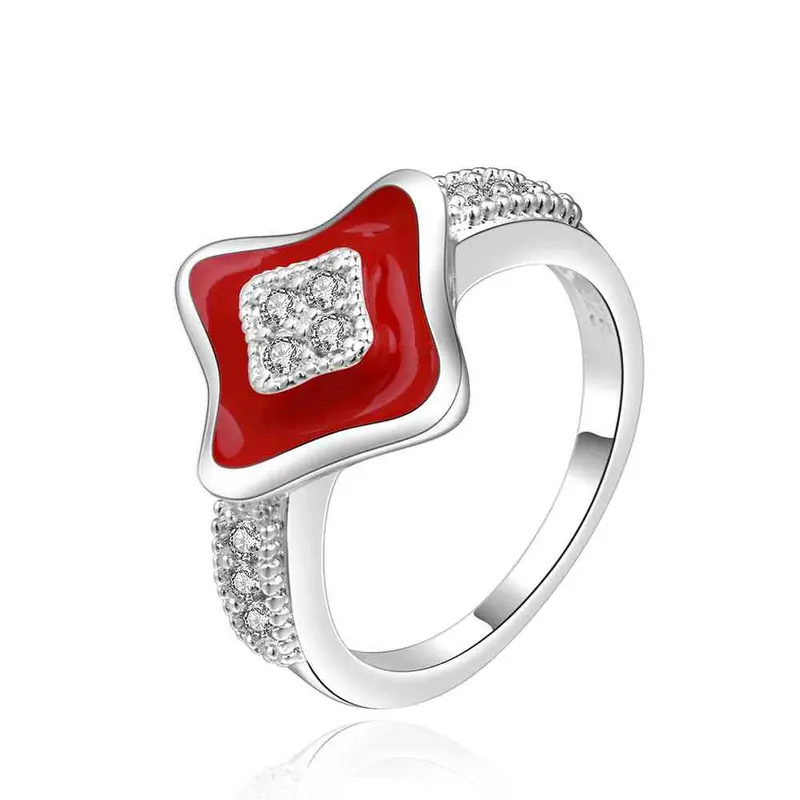 Lovely Silver Wedding Ring Quadrilateral Inlay Crystal Anillos Bear Bijoux 16 1