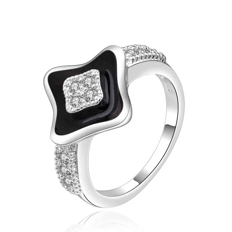 Lovely Silver Wedding Ring Quadrilateral Inlay Crystal Anillos Bear Bijoux 16 2