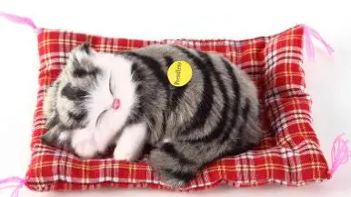 Lovely Sleeping Cats Toy Simulation Animal Doll Plush With Sound Kids Birthday Gift Doll Decorations Stuffed Home Decor 91873 1