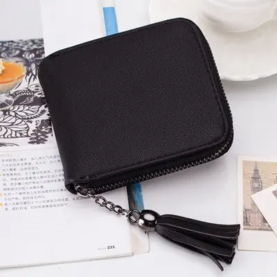 Lovely Wallet Pu Leather Change Purse Money Coin Purses Carteras Women Short Small Purses With Tassel 1