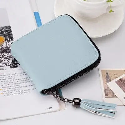 Lovely Wallet Pu Leather Change Purse Money Coin Purses Carteras Women Short Small Purses With Tassel 2