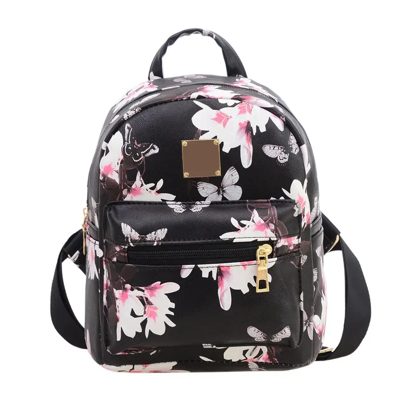 Lovely Women Floral Printing Backpack Pu Leather Travel School Bag For Teenagers Backpacks Women Mochila Feminina 1