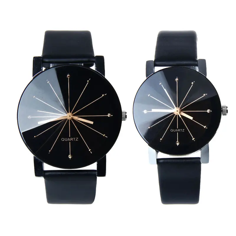 Lover's Watches Men Women Quartz Dial Clock Pu Leather Wrist Watch Relogio Reloj Montre 1