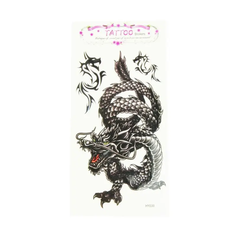 Low Stickers Metalic Tattoo Fashion Black Dragon Waterproof Tattoo Stickers Type Beauty Body Art Temporary Tattoos 1