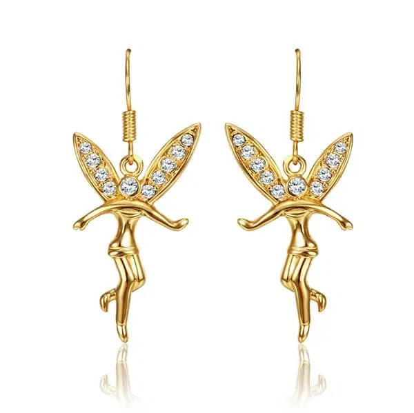 Luxurio 18K Gold Plating Earrings Yellow Angel Wing Drop Earrings Brinco Sport 145 1
