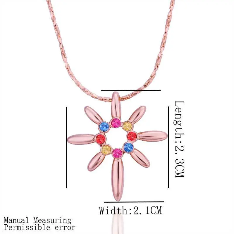 Luxurio 18K Gold Plating Necklaces & Pendants Colored Flowers Collar Hand Madeball 1