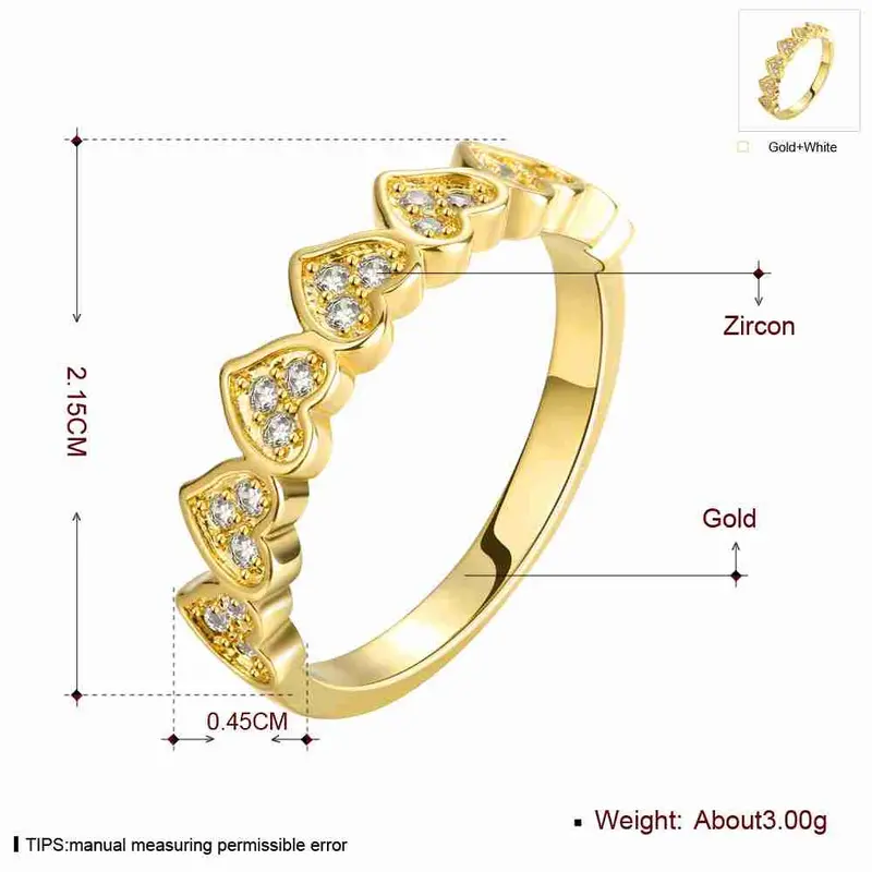 Luxurio 18K Gold Plating Rings Love Connected Anillos Love 6