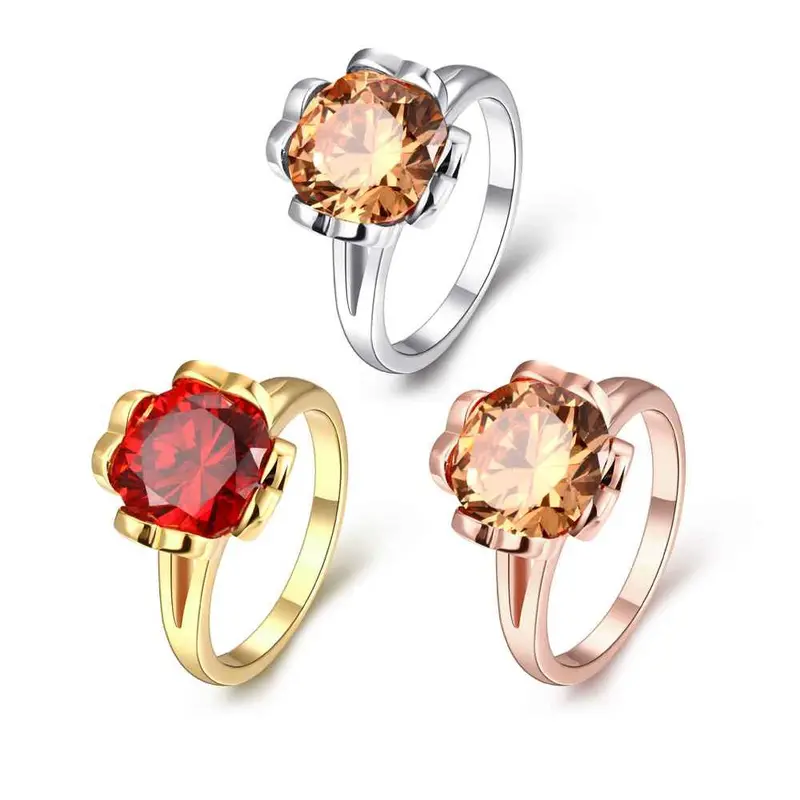 Luxurio 18K Gold Plating Rings Polygon Package Inserts Anillos Bone181 13
