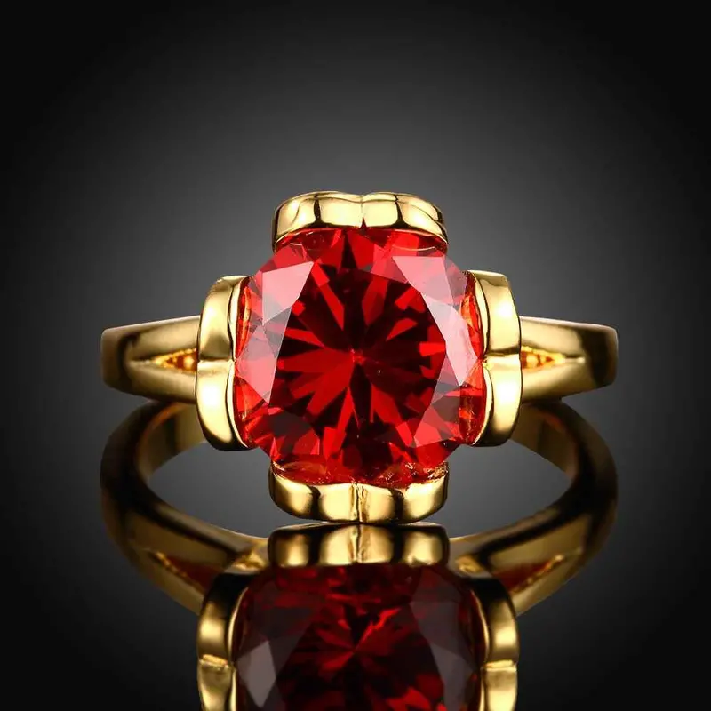 Luxurio 18K Gold Plating Rings Polygon Package Inserts Anillos Bone181 15