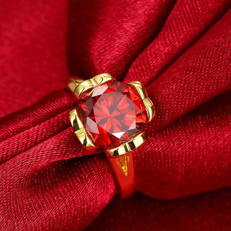 Luxurio 18K Gold Plating Rings Polygon Package Inserts Anillos Bone181 17