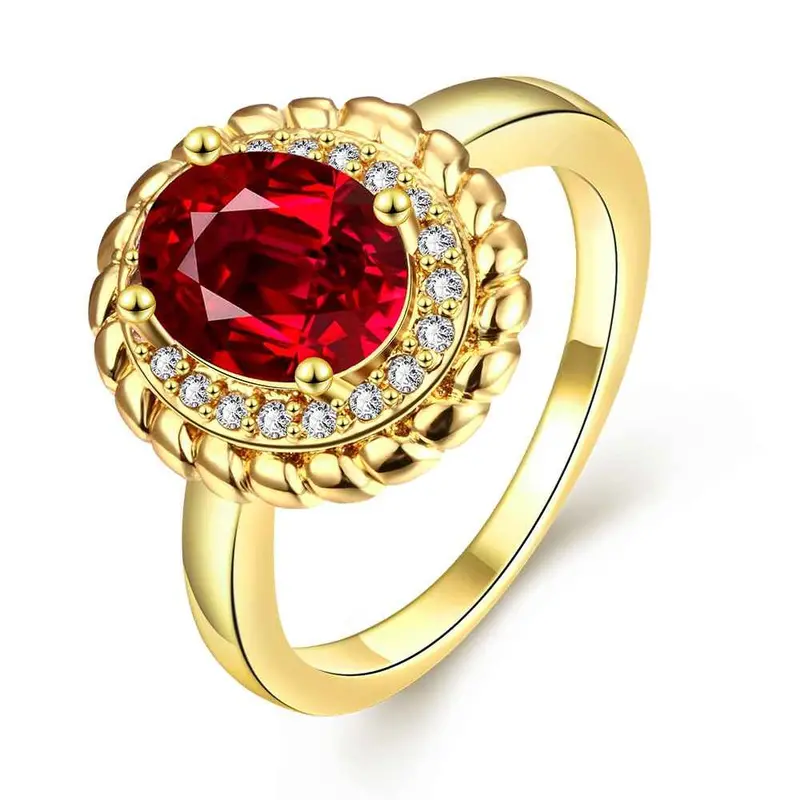 Luxurio 18K Gold Plating Rings Polygon Package Inserts Anillos Bone181 7