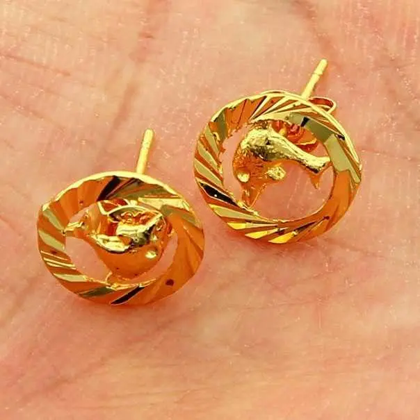 Luxurio 24K Gold Plated Earings Jewelry Swan Stud Brinco Horloge Yhde  8 1
