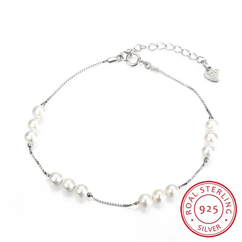 Luxurio 925 Silver Charm Bracelet 4 Rows Of Beads Pulseira Bone Stvh 12 1