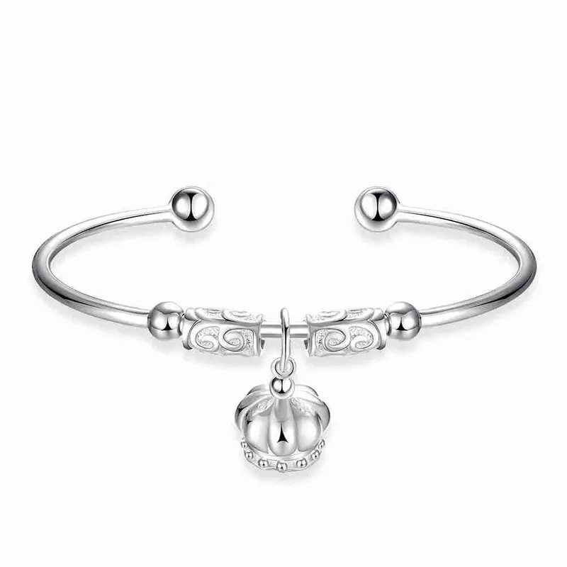 Luxurio 925 Silver Jewelry Friendship Bangle Hanging Crown Women Bracelet Love Hbb 8 1