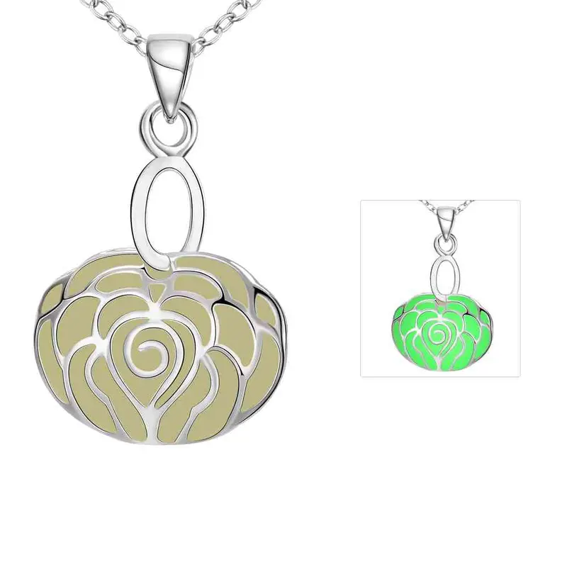 Luxurio Glowing In The Dark Necklaces & Pendants Hollow Stone Lock Collier Joyas Luyn 47 2