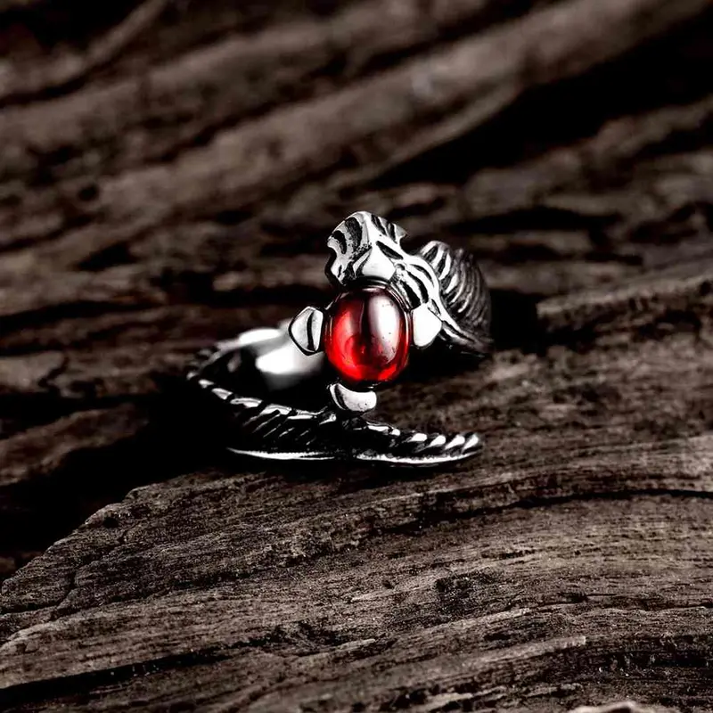 Luxurio Maya Stainless Steel Engagement Ring Snake Bead Anillos Personalized Mayar242 3