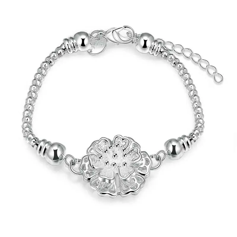 Luxurio Silver Bracelets Snowflake Inlaid Stone Pulseras Mujer Charms Hbh 33 3