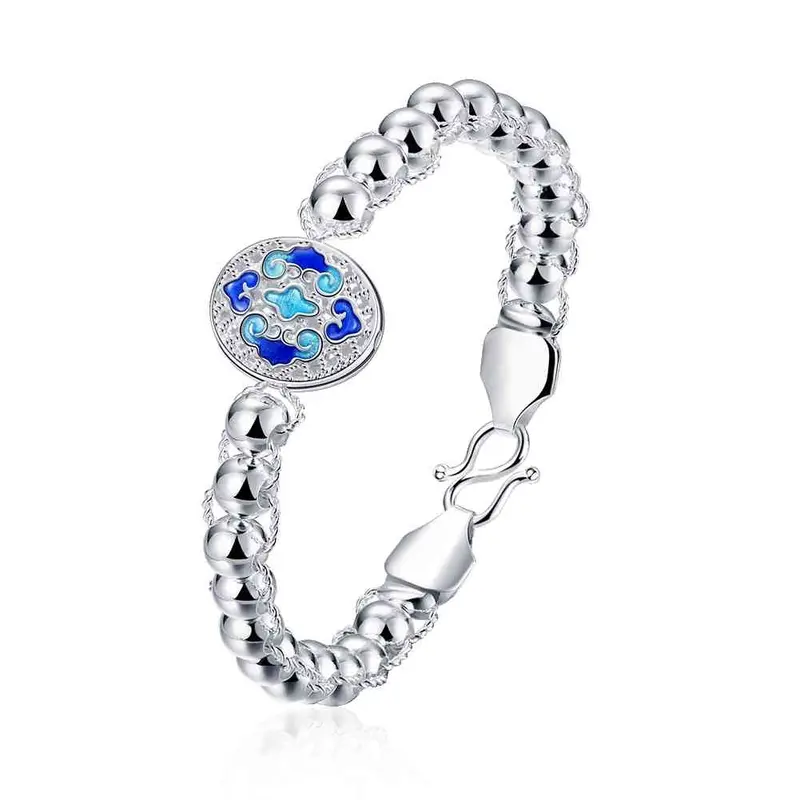 Luxurio Silver Charm Bracelet Round Flower Color Pulseras Hombre Charm Hbh  7 1