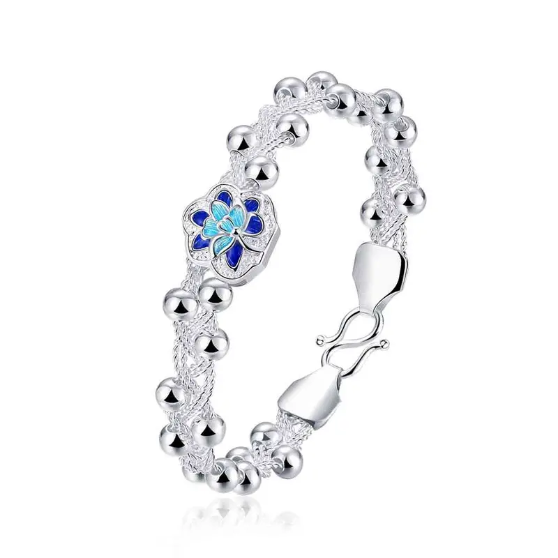 Luxurio Silver Charm Bracelet Round Flower Color Pulseras Hombre Charm Hbh 7 2