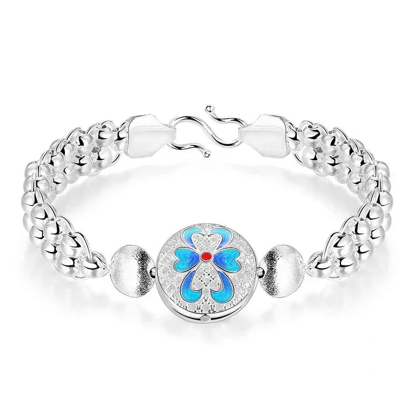 Luxurio Silver Charm Bracelet Round Flower Color Pulseras Hombre Charm Hbh 7 3