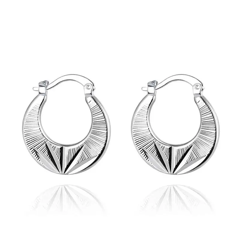 Luxurio Silver Earing Carved Semicircle Clip Ear Cuff 694 1