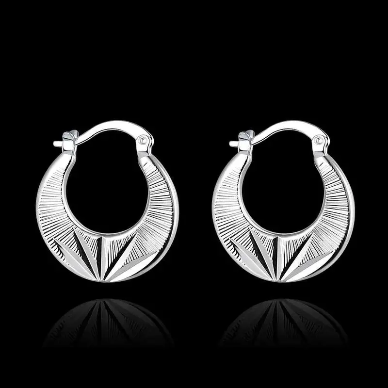 Luxurio Silver Earing Carved Semicircle Clip Ear Cuff 694 2