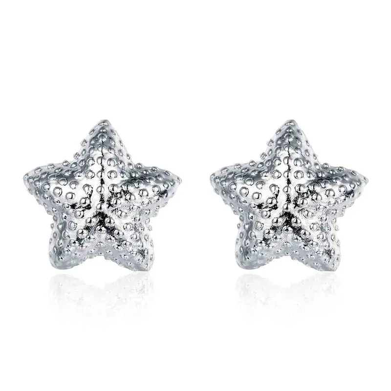 Luxurio Silver Earrings Hollow Star Stud Pendientes Costume Jewellery 168 1