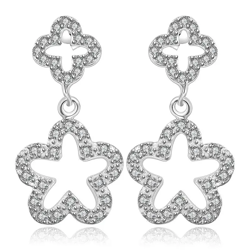 Luxurio Silver Earrings Hollow Star Stud Pendientes Costume Jewellery 168 4