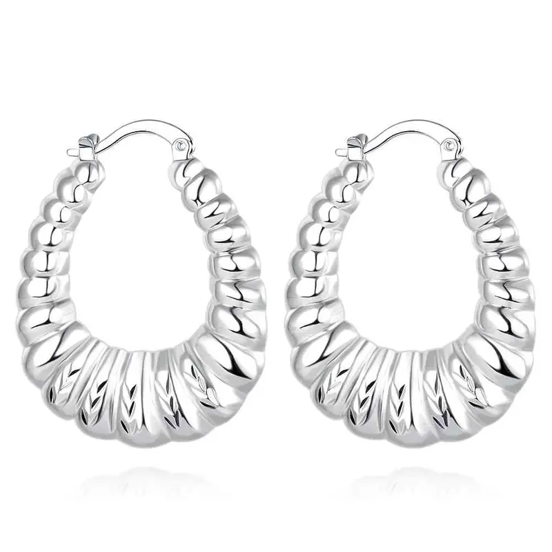 Luxurio Silver Earrings String Clip Pendientes Sport 7 6 1