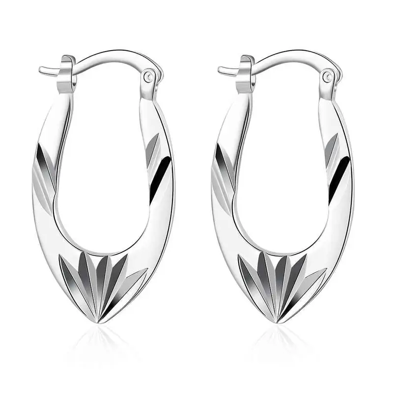 Luxurio Silver Plated Earings Hollow Tip Clip Cuff 685 1