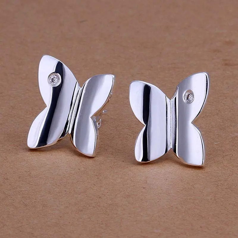 Luxurio Silver Plated Earings Jewelry Butterfly With Stone Stud Ear Cuff Bijoux 1
