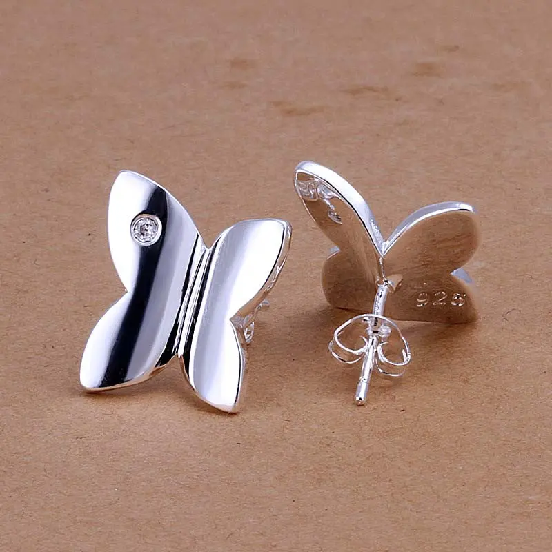Luxurio Silver Plated Earings Jewelry Butterfly With Stone Stud Ear Cuff Bijoux 2