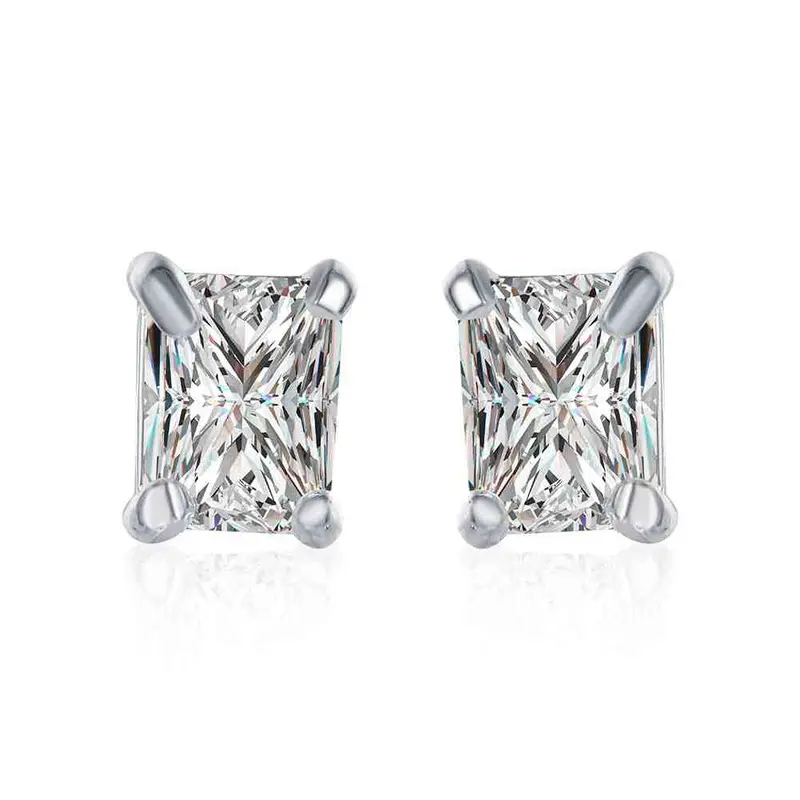Luxurio Silver Plated Earings Jewelry Rectangle Crystal Stud Brincos De Festa Jewellery 1