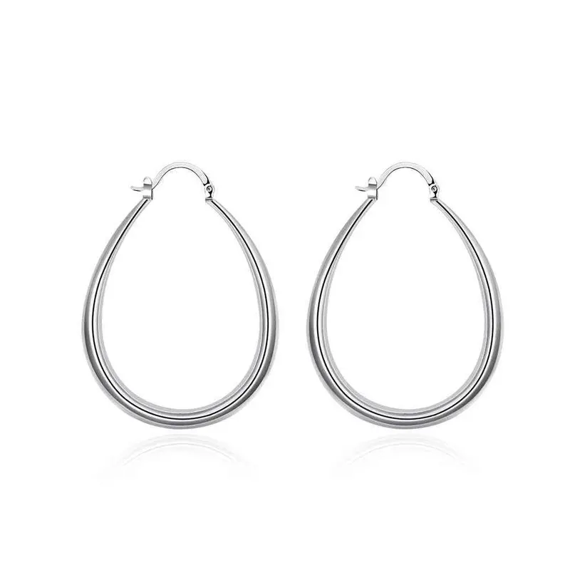 Luxurio Silver Plated Earings Jewelry Solid U Shaped Hoop Ear Cuff Men Jewelry 1