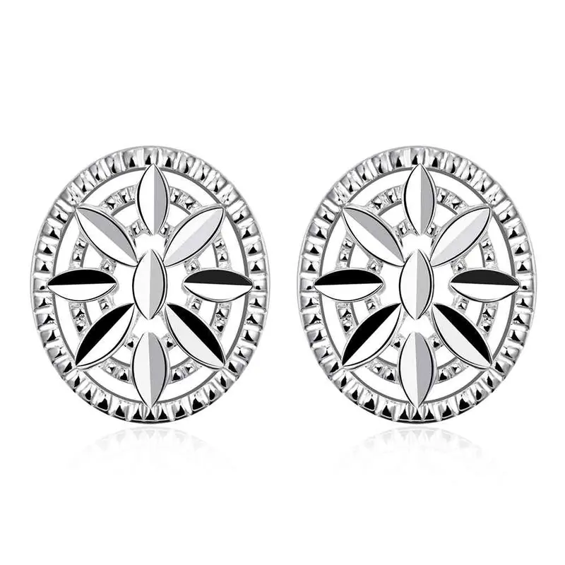 Luxurio Silver Plated Earring Oval Box Stud Kupe Bijoux Women 172 2
