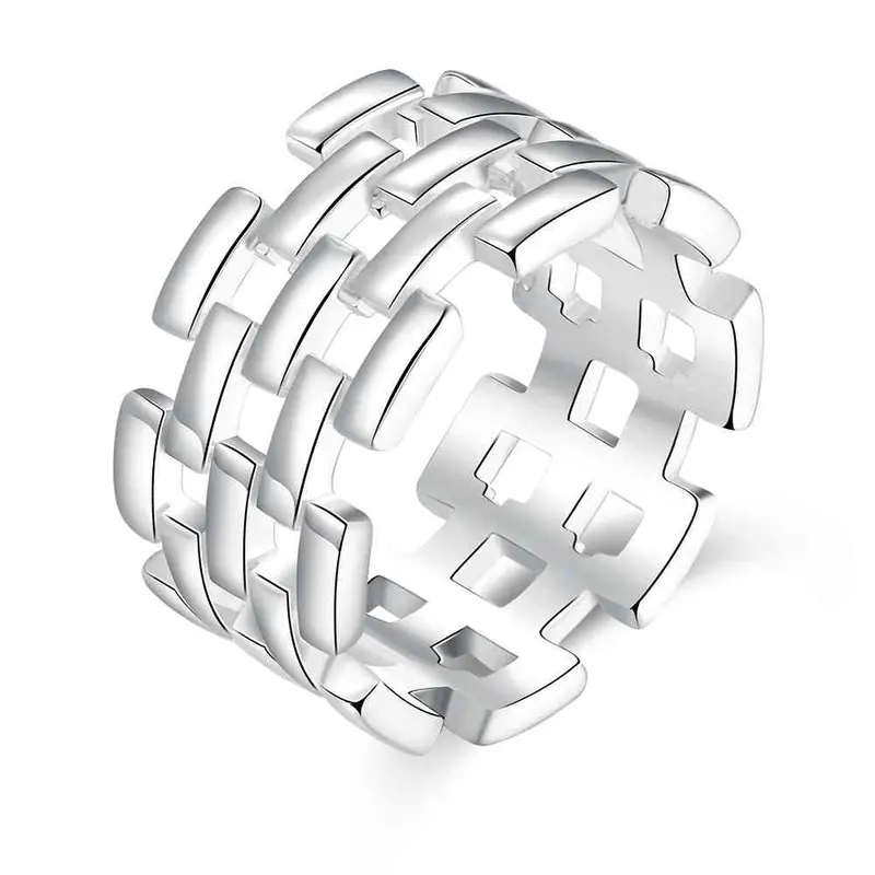 Luxurio Silver Plated Engagement Ring Form Aliancas Joias 7 5 1