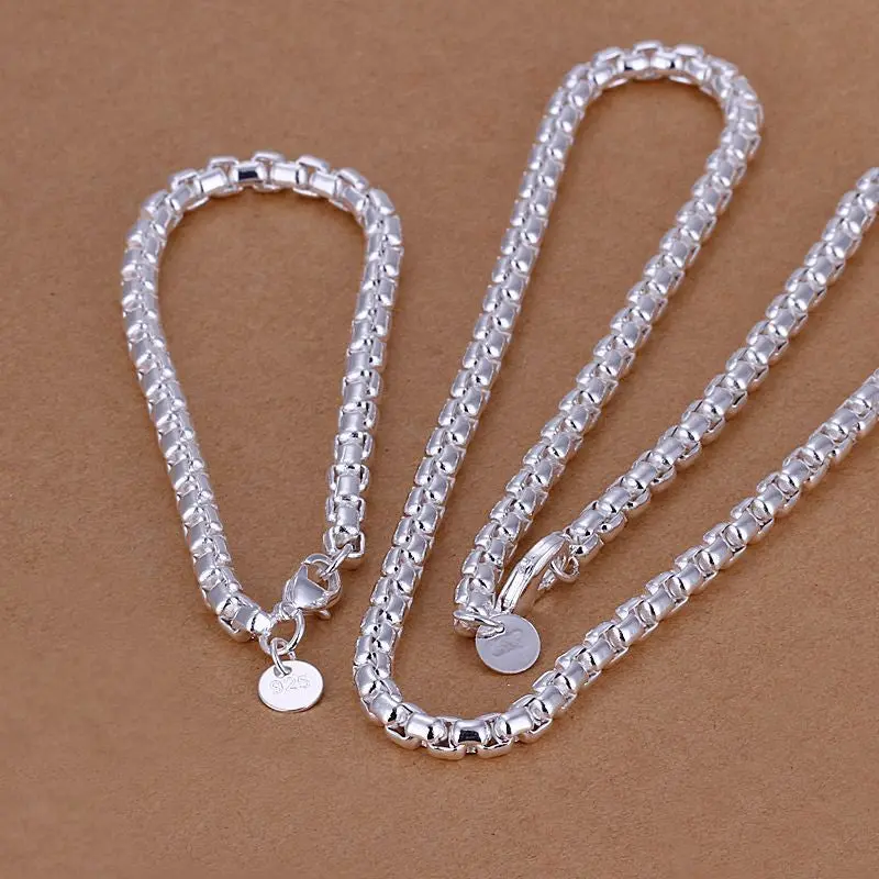 Luxurio Silver Plated Jewelry Sets Round Necklae&Bracelet Gift For Her 1